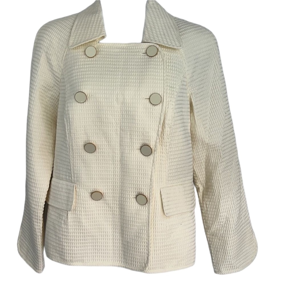 Talbots Off White Double Button Blazer Size 10 - image 1